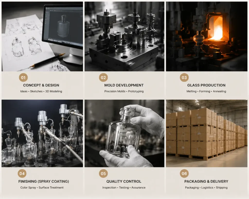 Custom glass packaging development and production process