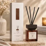 amber glass square reed diffuser bottle with wooden cap