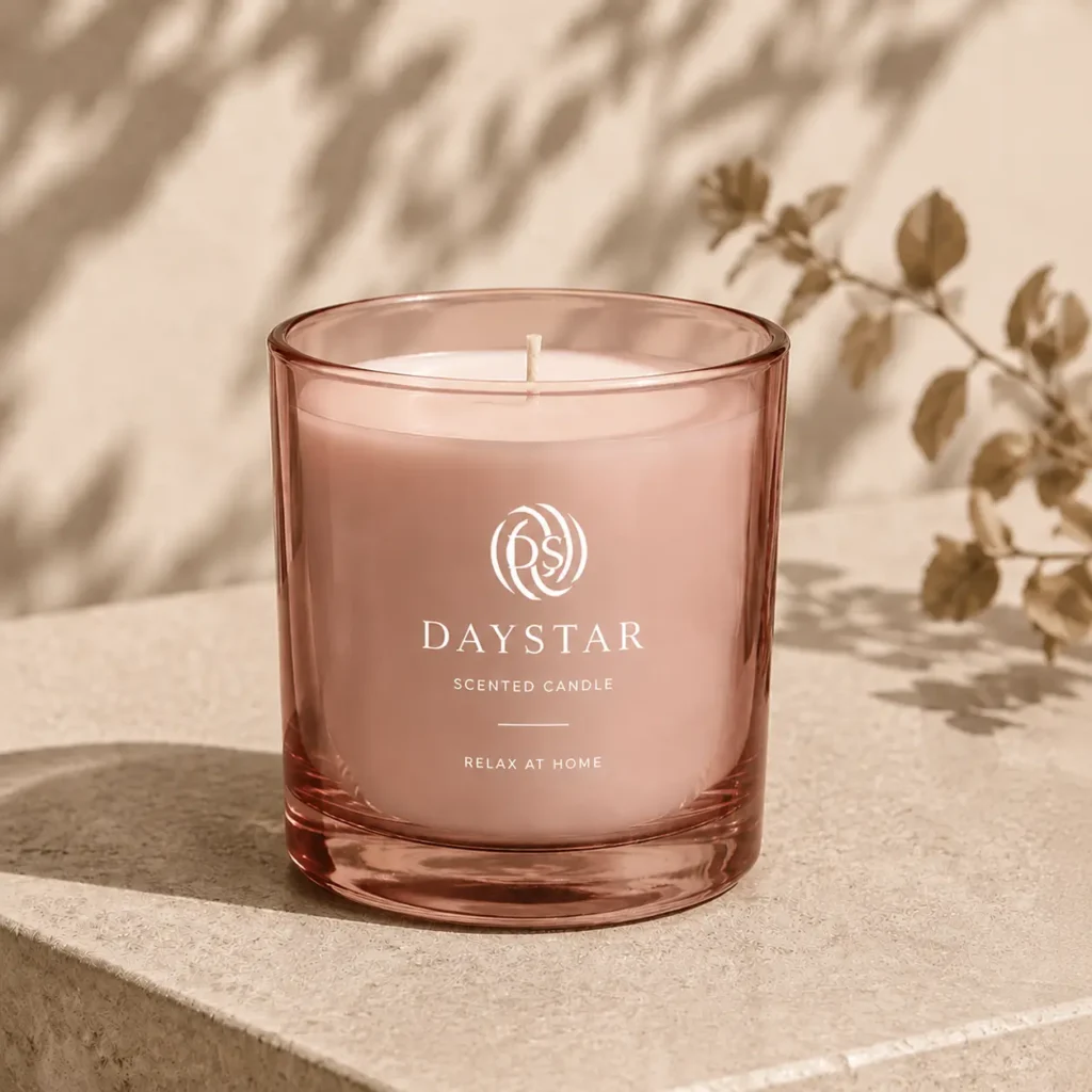 blush pink glass candle jar 300ml for premium home fragrance brands