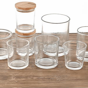 clear glass candle jar