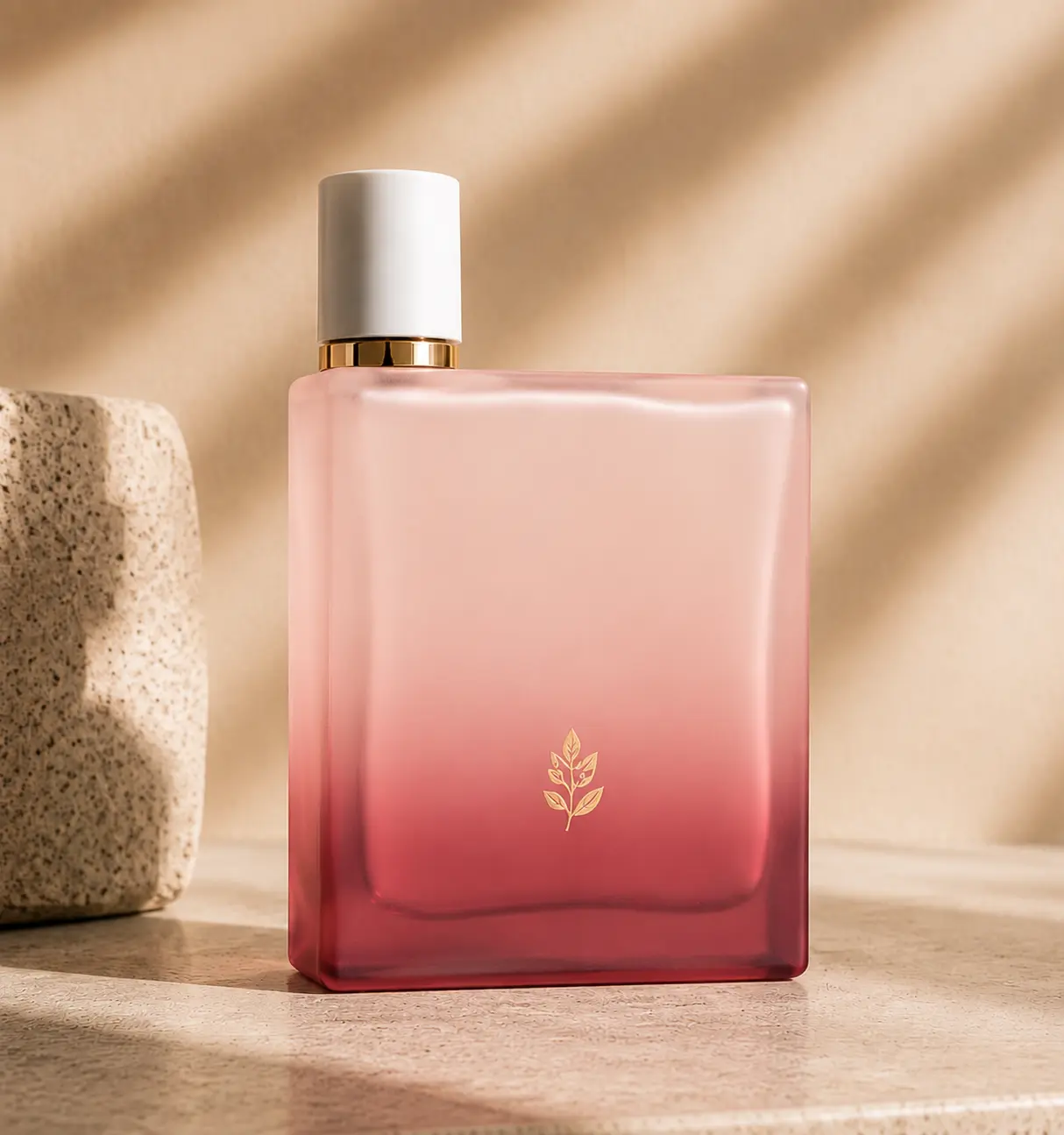 gradient pink square glass perfume bottle for luxury fragrance