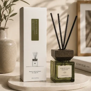 luxury square reed diffuser bottle with wooden cap