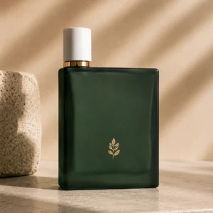 matte green square glass perfume bottle for luxury fragrance