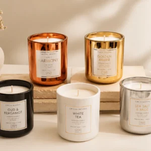 premium metallic finish glass candle jars for home fragrance brands