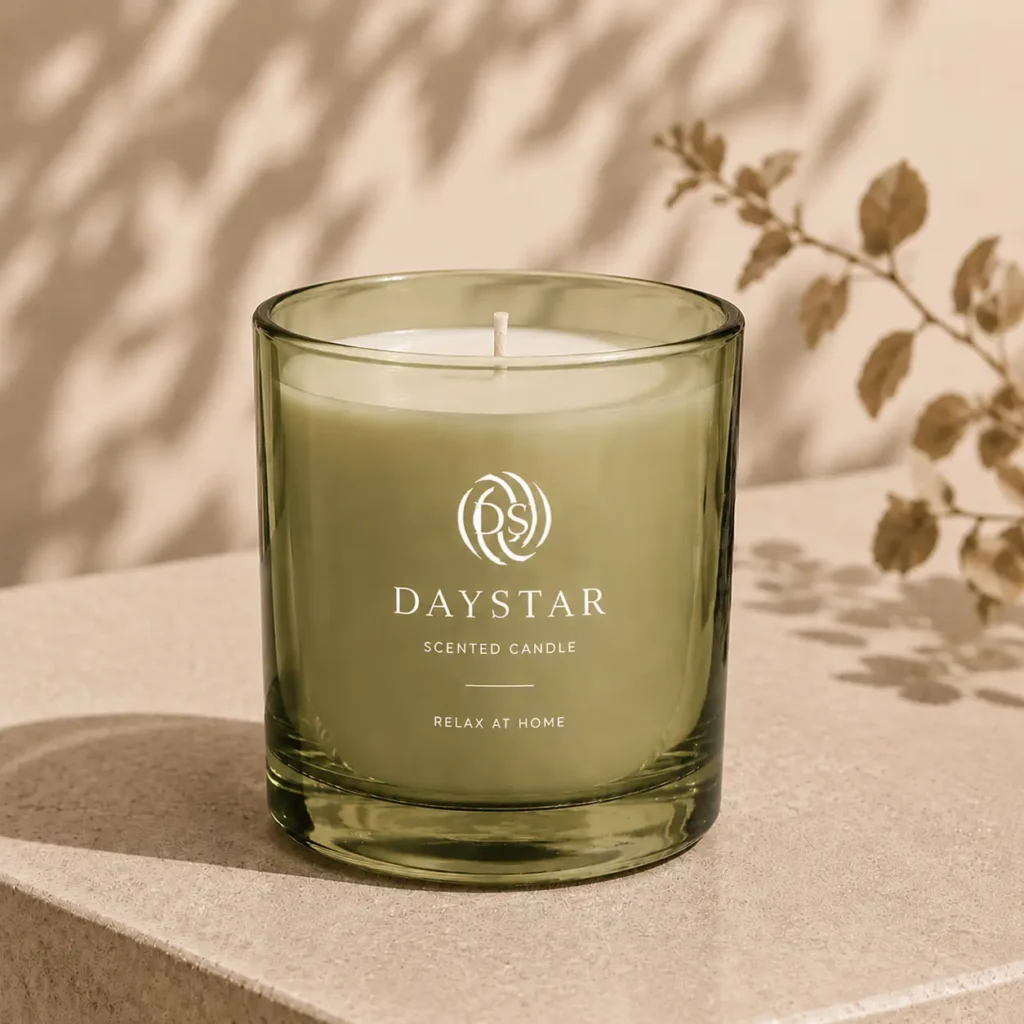 sage green glass candle jar 300ml for luxury scented candles