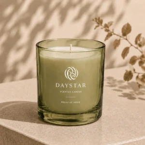 sage green glass candle jar 300ml for luxury scented candles
