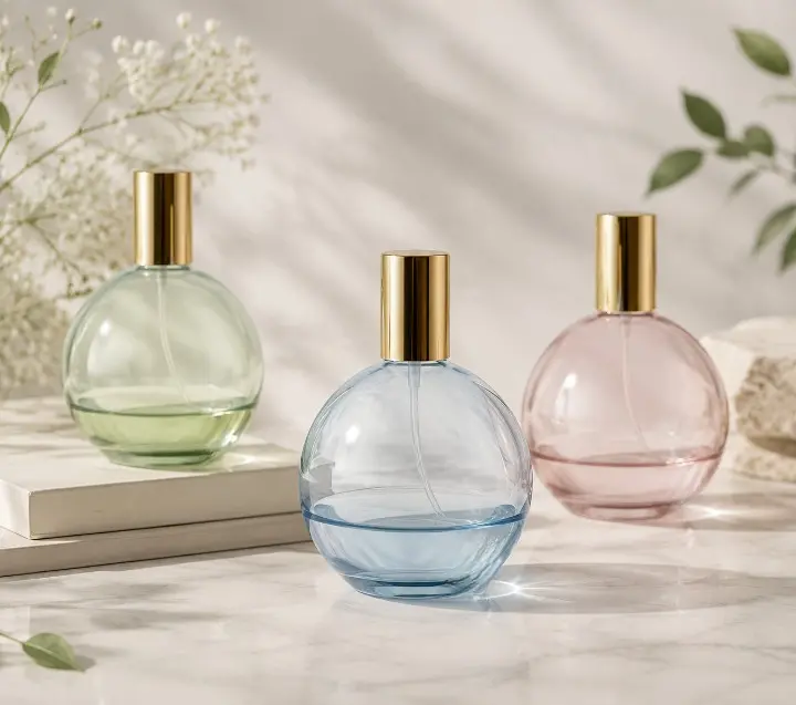 DSP149 round glass perfume bottle with metal cap