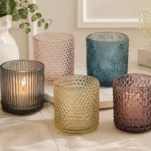 DSS096 textured glass candle holder 200ml