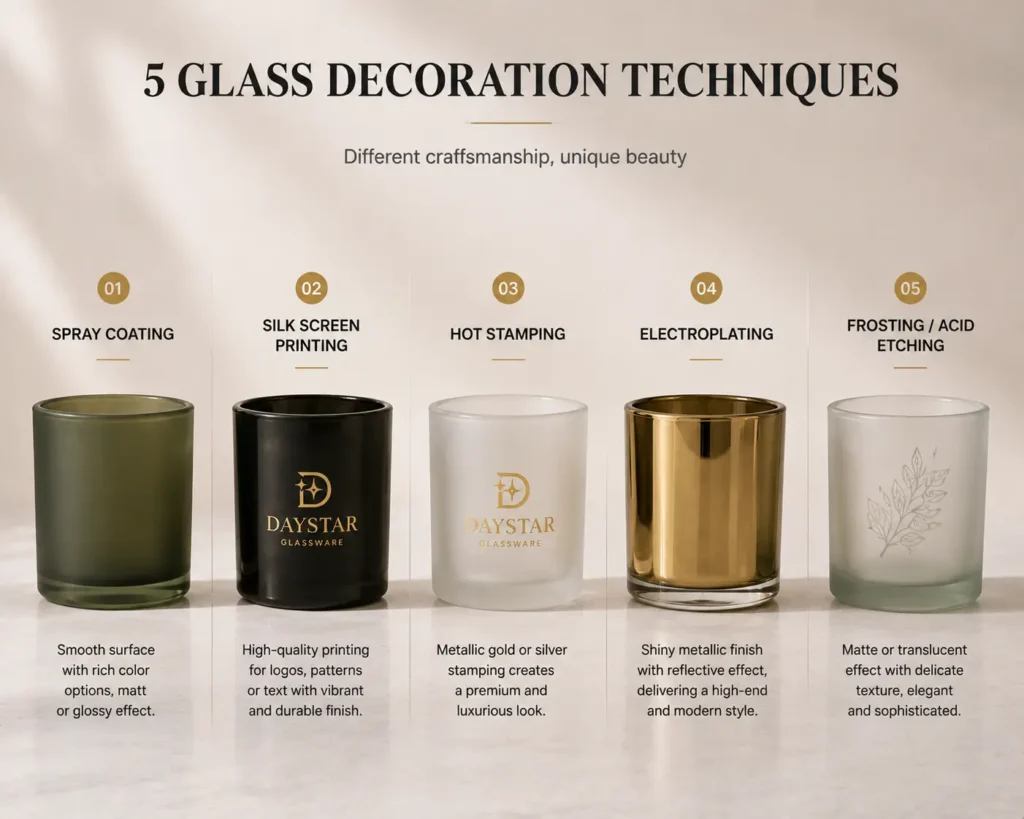 Different Surface Finish for glass candle jars