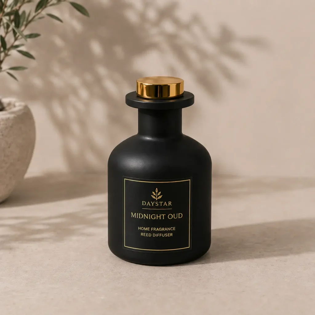 colored matte reed diffuser bottles with gold caps