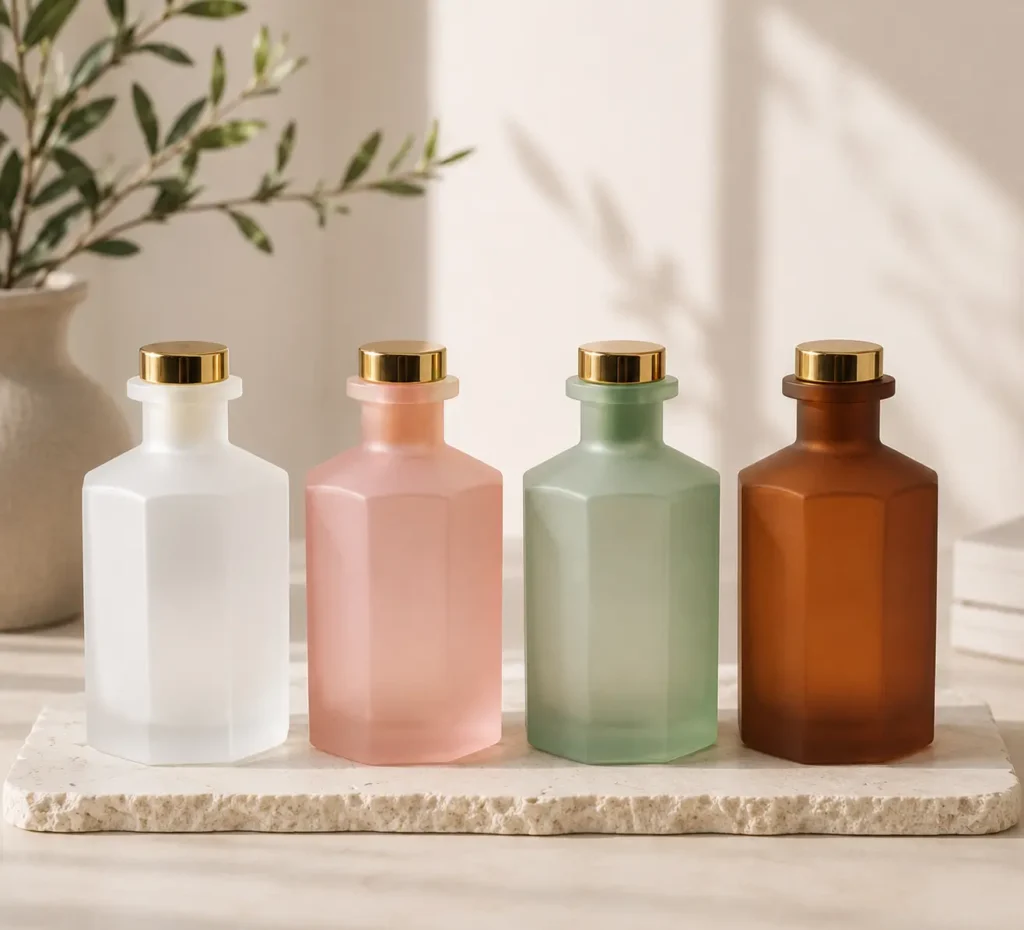 colored octagonal reed diffuser bottles for home fragrance