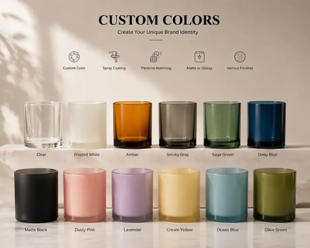 custom different colors for glass candle jars