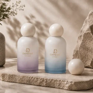 gradient frosted glass perfume bottle with sphere cap