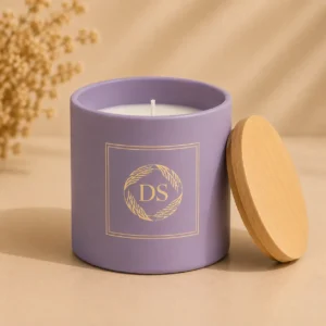 lavender purple glass candle jar 1650ml with wooden lid