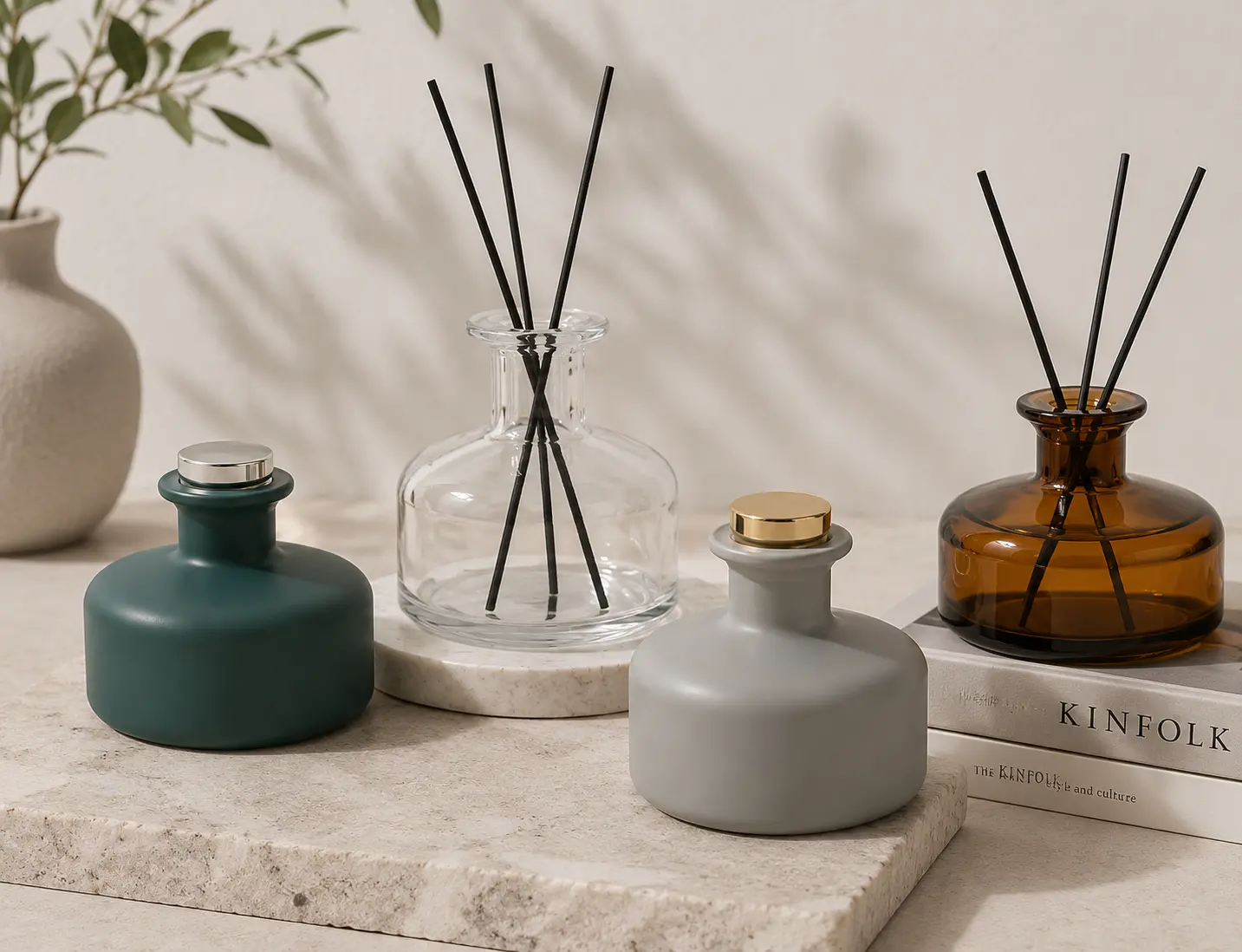 low round glass reed diffuser bottle 180ml 300ml