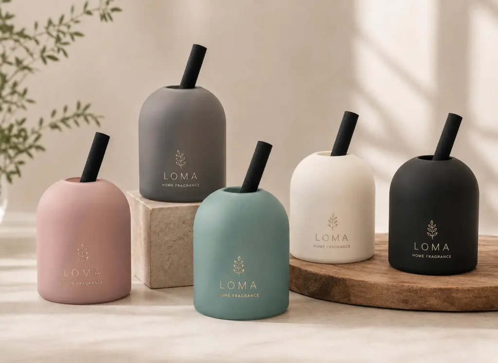 modern rounded glass reed diffuser bottle