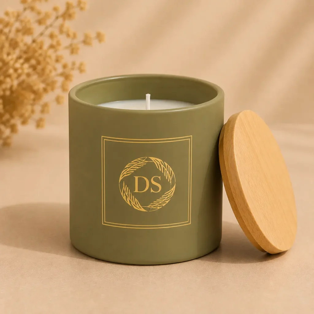 oliver green glass candle jar 1650ml with wooden lid
