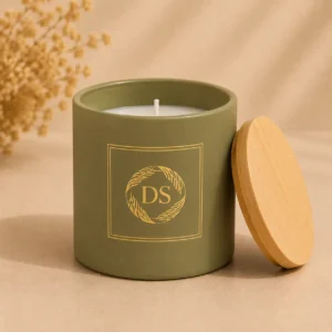 oliver green glass candle jar 1650ml with wooden lid