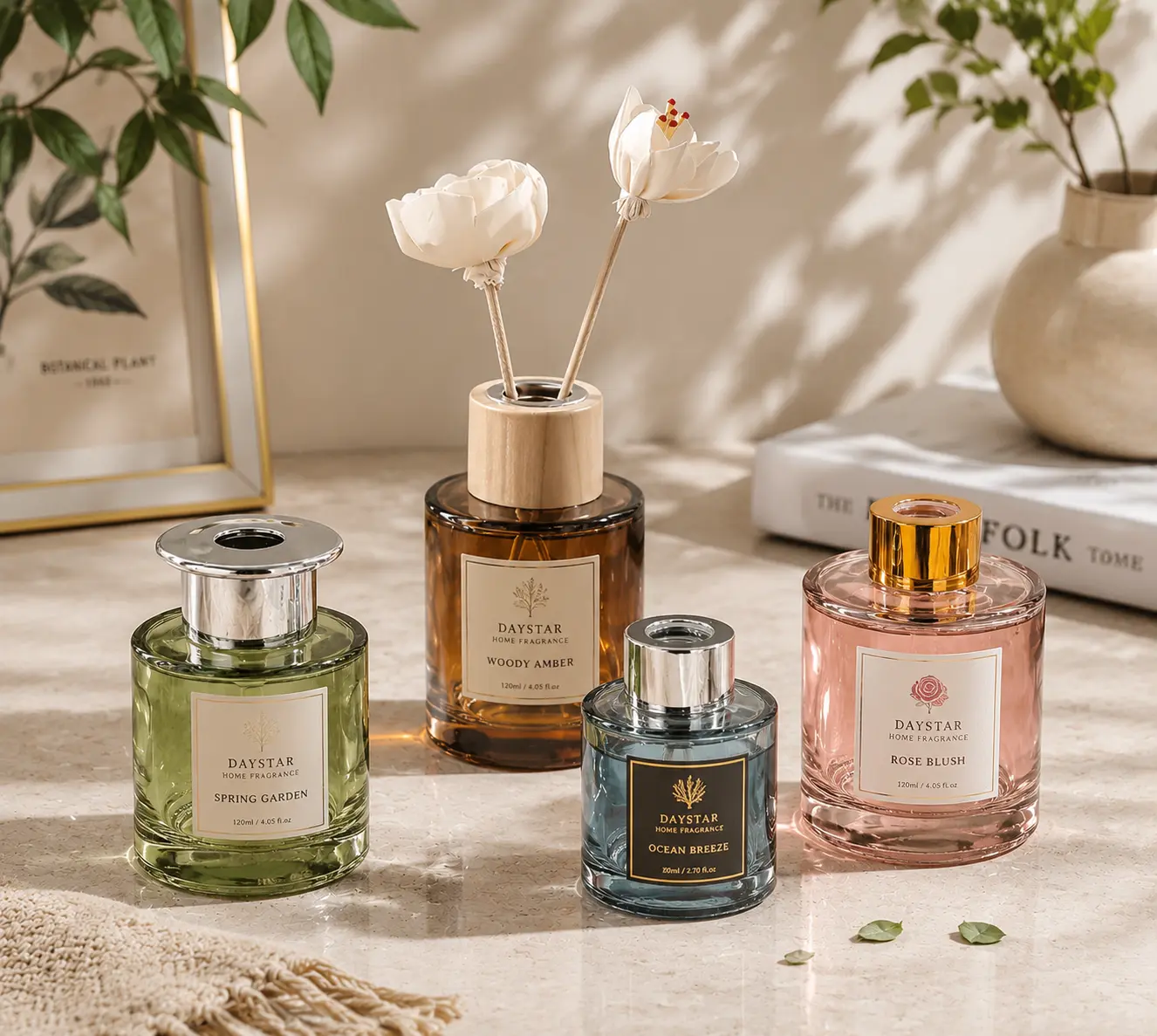 premium colored glass aroma bottle for home fragrance