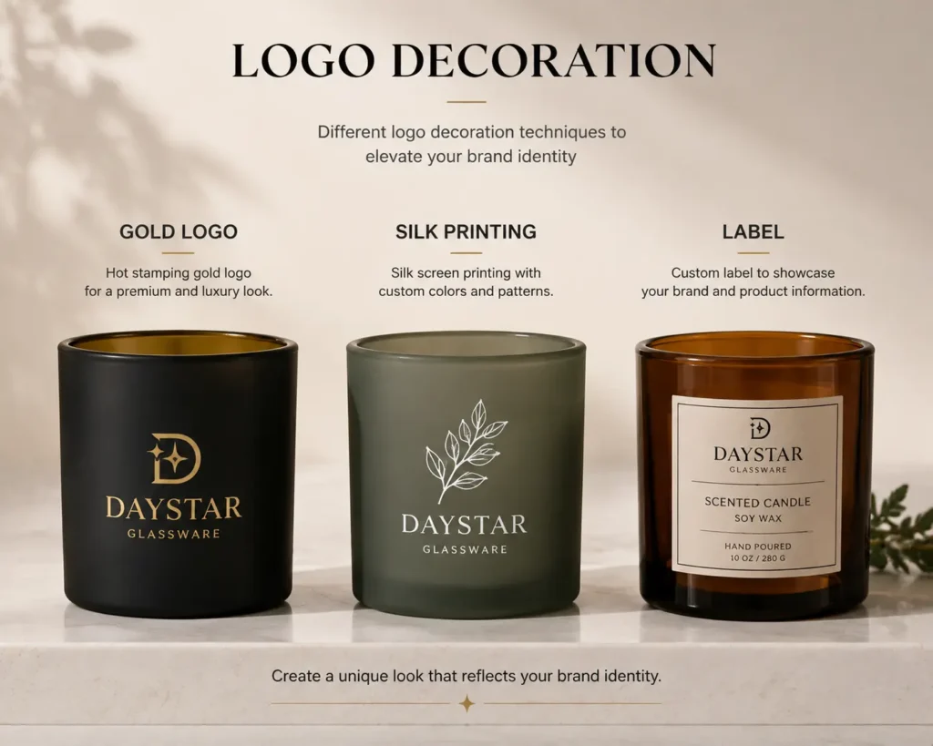 round candle jar with custom logo