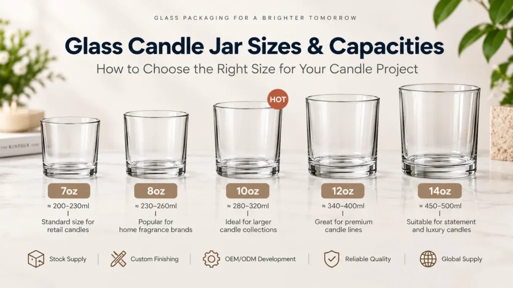 Glass candle jar sizes from 7oz to 14oz