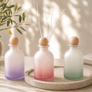 100ml frosted gradient reed diffuser bottle with wooden ball cap