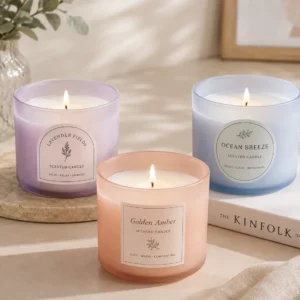 Frosted color glass candle jars with rounded bottoms in custom colors
